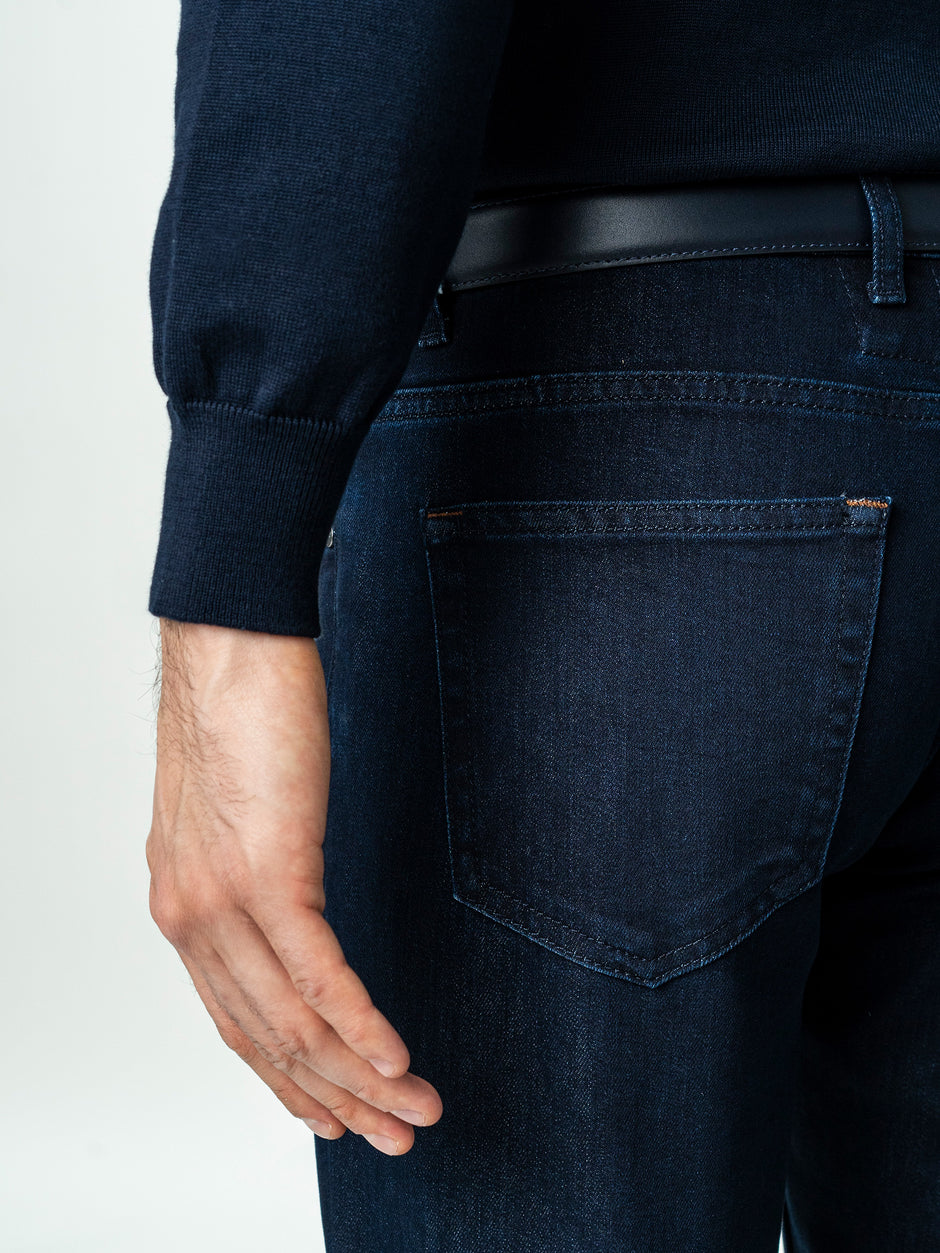 Blugi Barbati Albastru Indigo Comfort Fit Denim T400 BMan0003 (7)