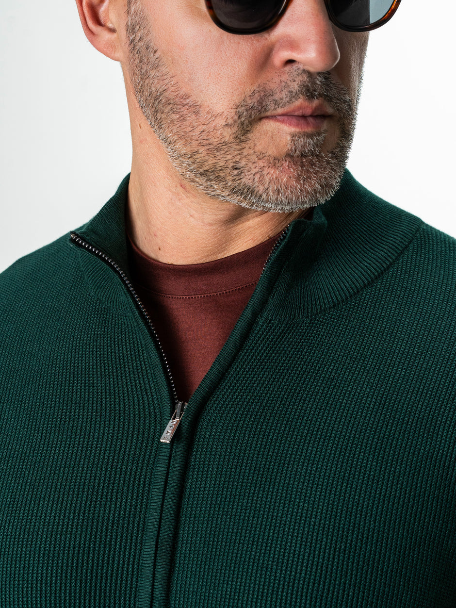 Pulover Barbati Verde Cu Fermoar 100% Bumbac BMan0029 (3)