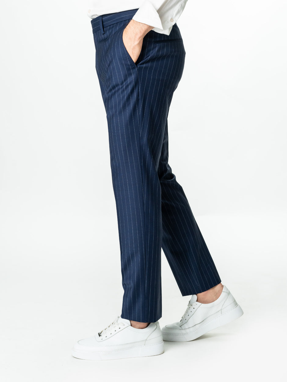 Pantaloni Barbati Albastru Dungi Stofa Lana Vitale Barberis BMan0008 (7)