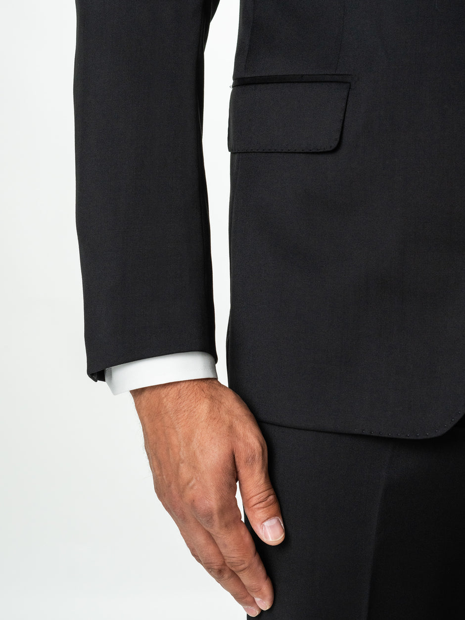 Costum Elegant Negru Mat Barbati Lana Lanificio Cerruti Super110 BMan0002 (11)