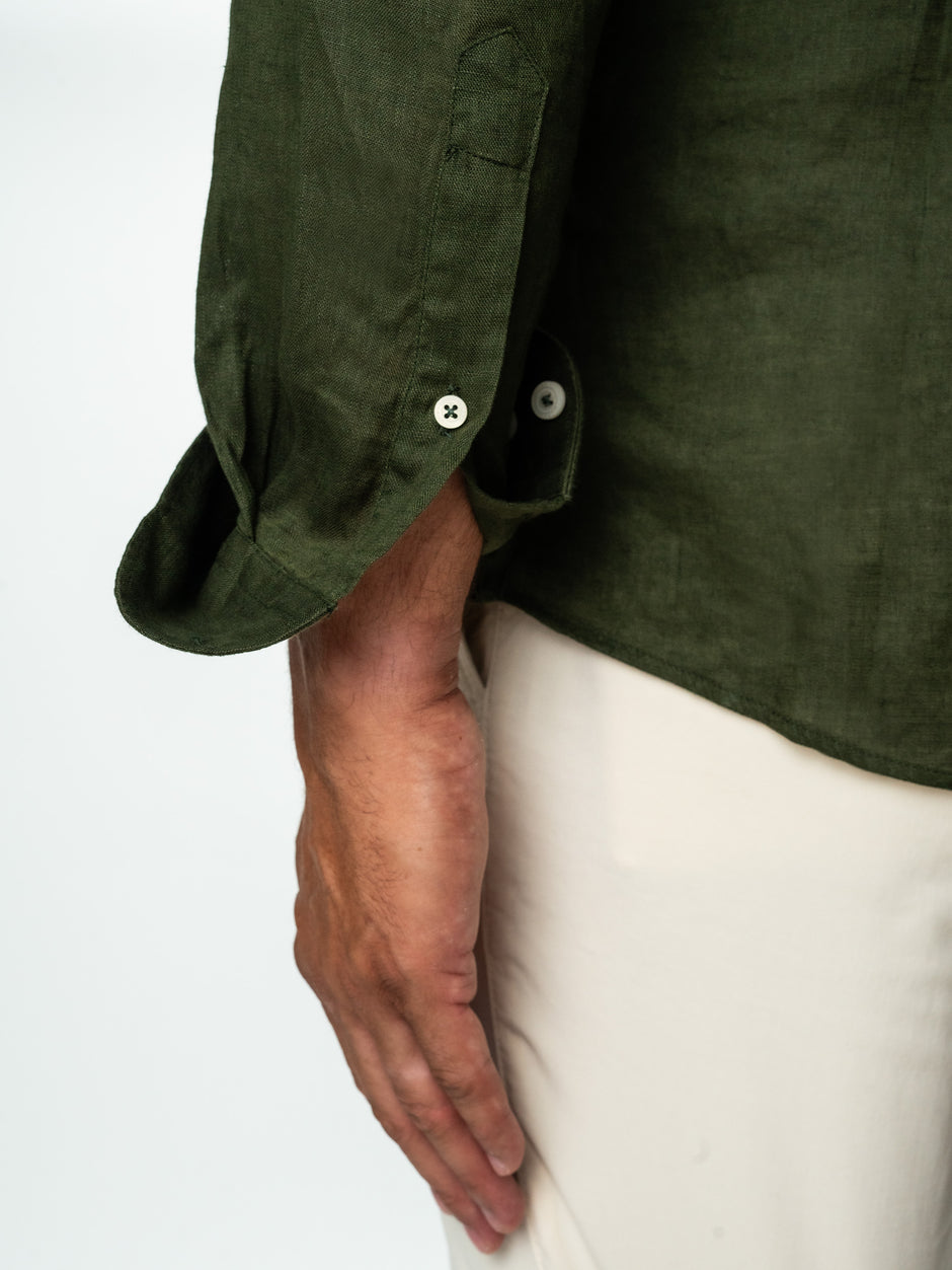 Camasa Verde Kaki In Natural Tessitura Monti Bărbați De Vara BMan855 (4)