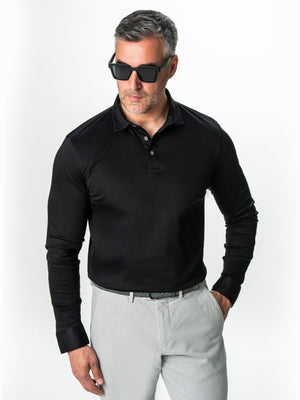 Camasa Neagra Din Bumbac Egiptean Barbati Cu Guler Polo BMan869