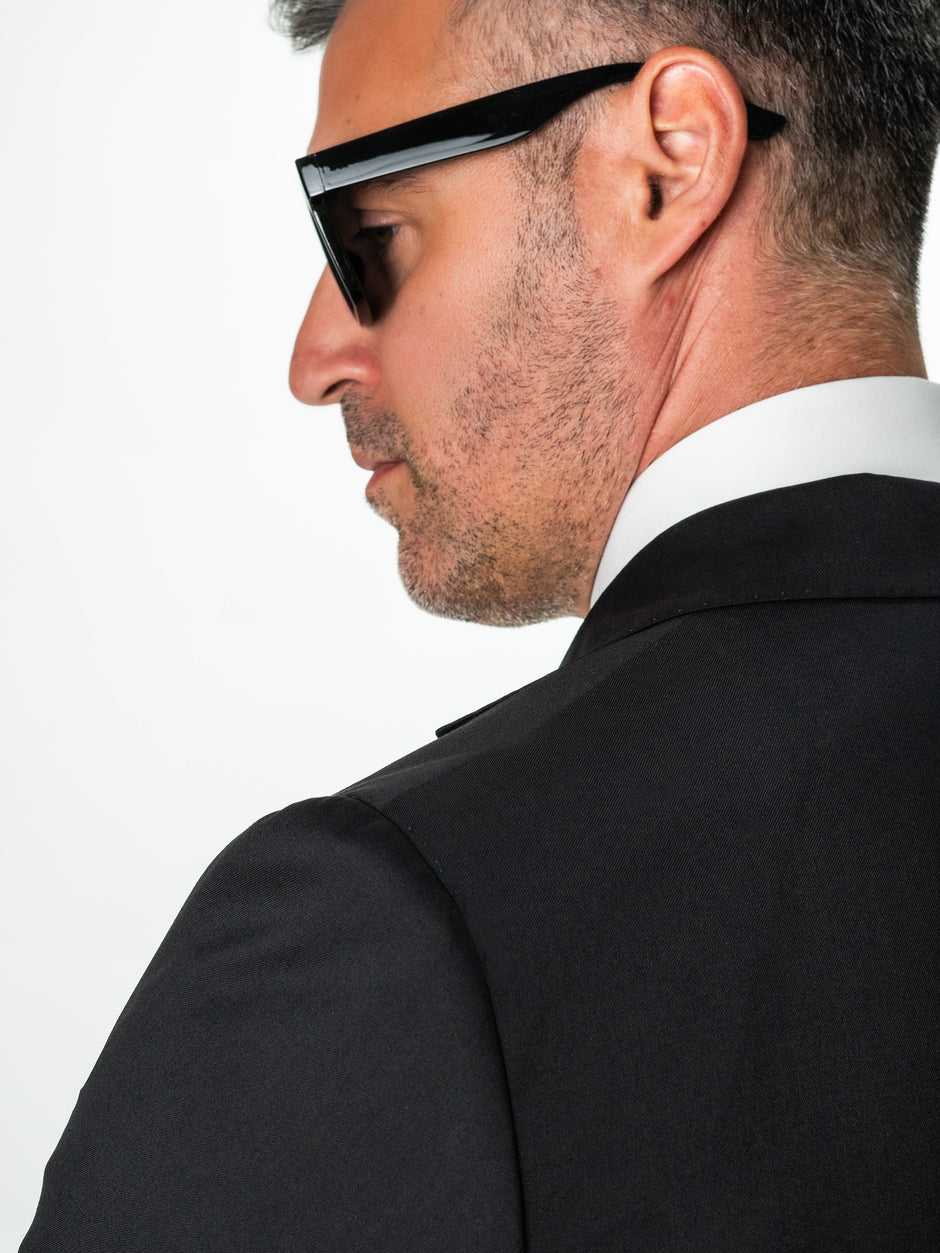 Costum Elegant Negru Mat Barbati Lana Lanificio Cerruti Super110 BMan0002 (10)