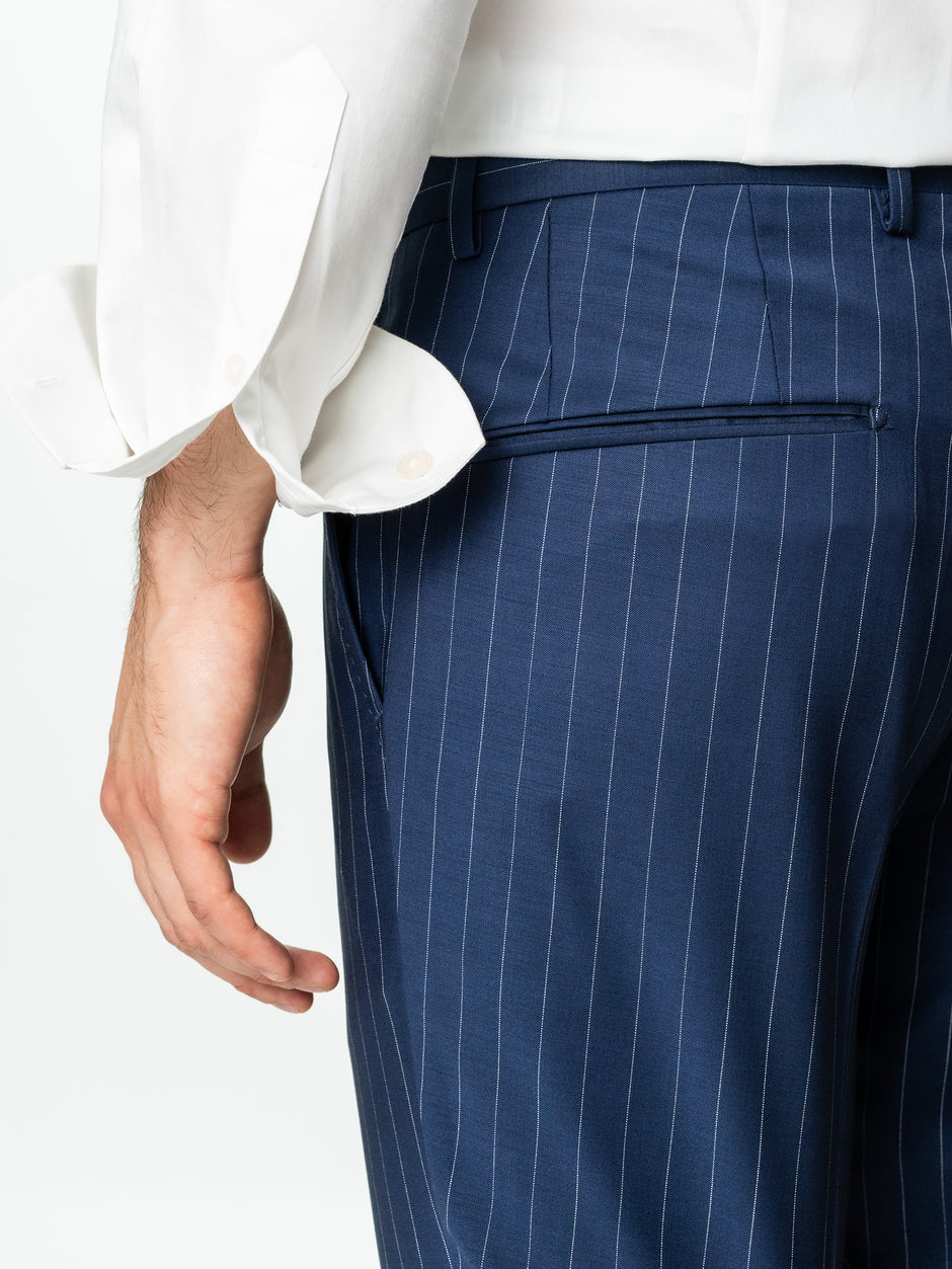 Pantaloni Barbati Albastru Dungi Stofa Lana Vitale Barberis BMan0008 (5)