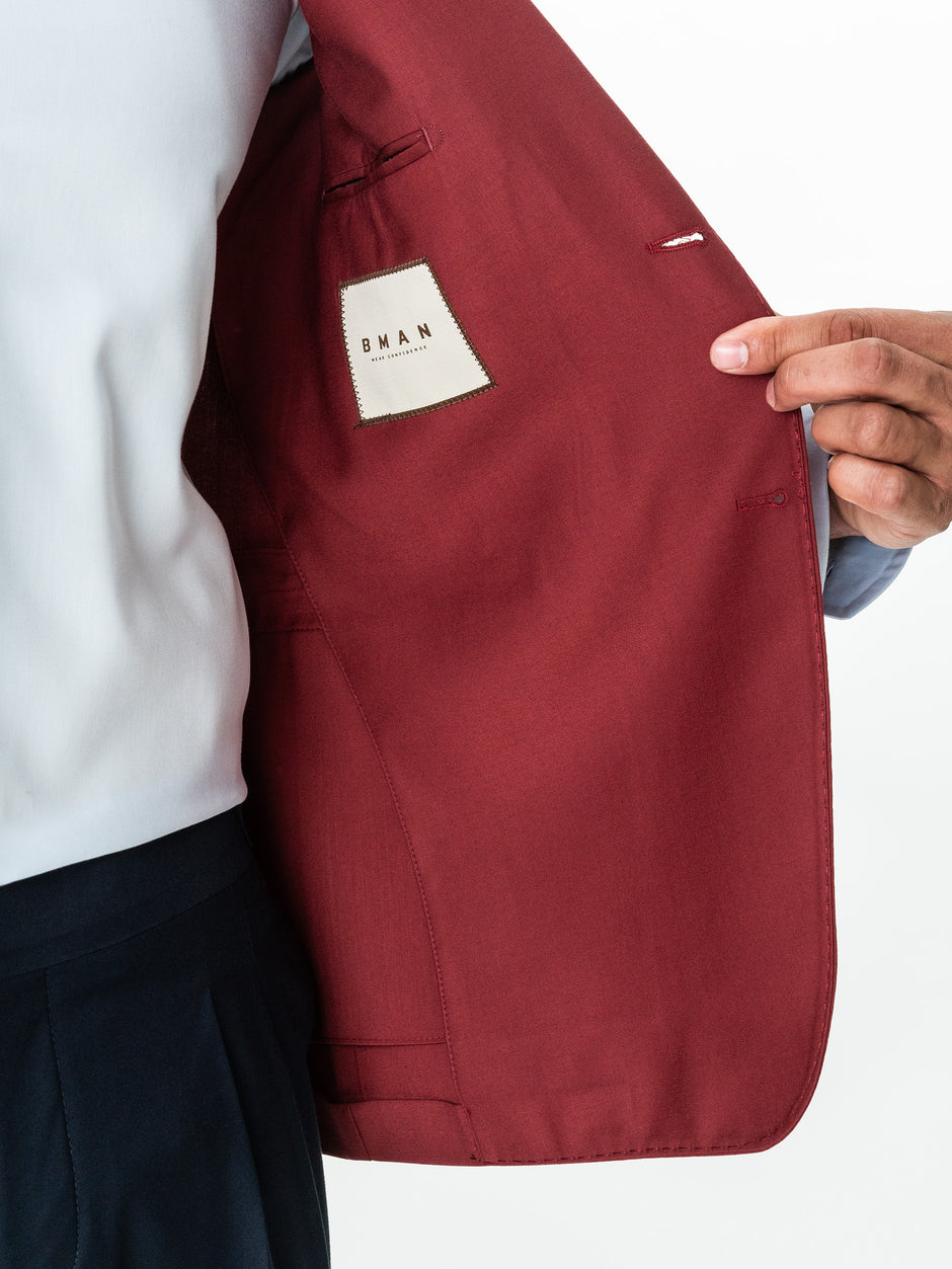 Sacou Barbati Rosu Caramiziu De Vara Smart Casual BMan0002 (5)