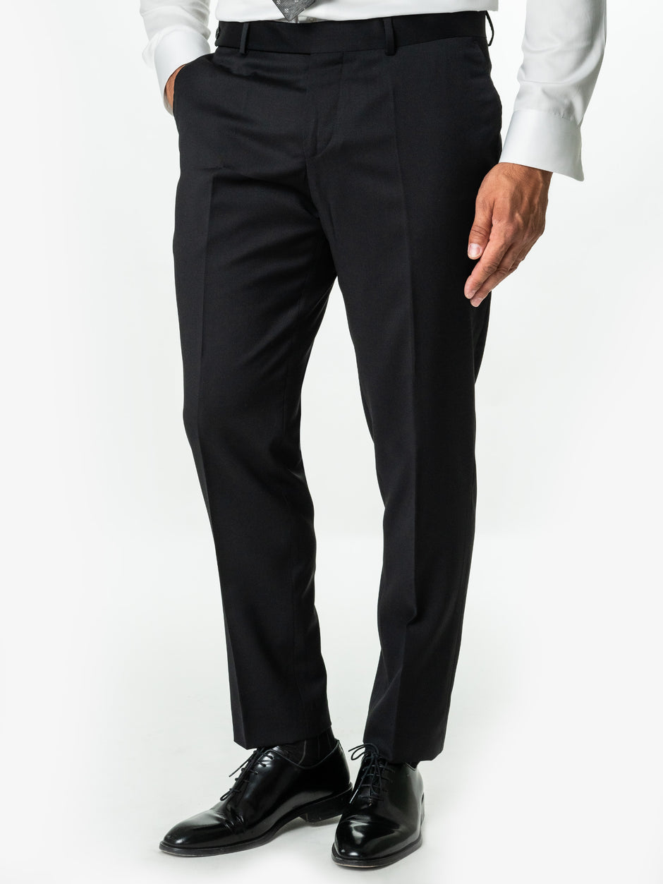 Costum Elegant Negru Mat Barbati Lana Lanificio Cerruti Super110 BMan0002 (7)