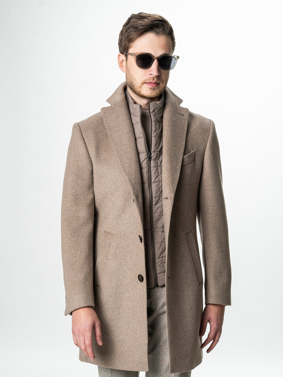 Palton Barbati Iarna Crem 100% Lana Cu Vesta Detasabila BMan0004 (6)