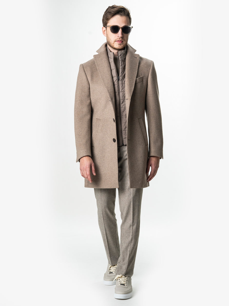 Palton Barbati Iarna Crem 100% Lana Cu Vesta Detasabila BMan0004 (4)