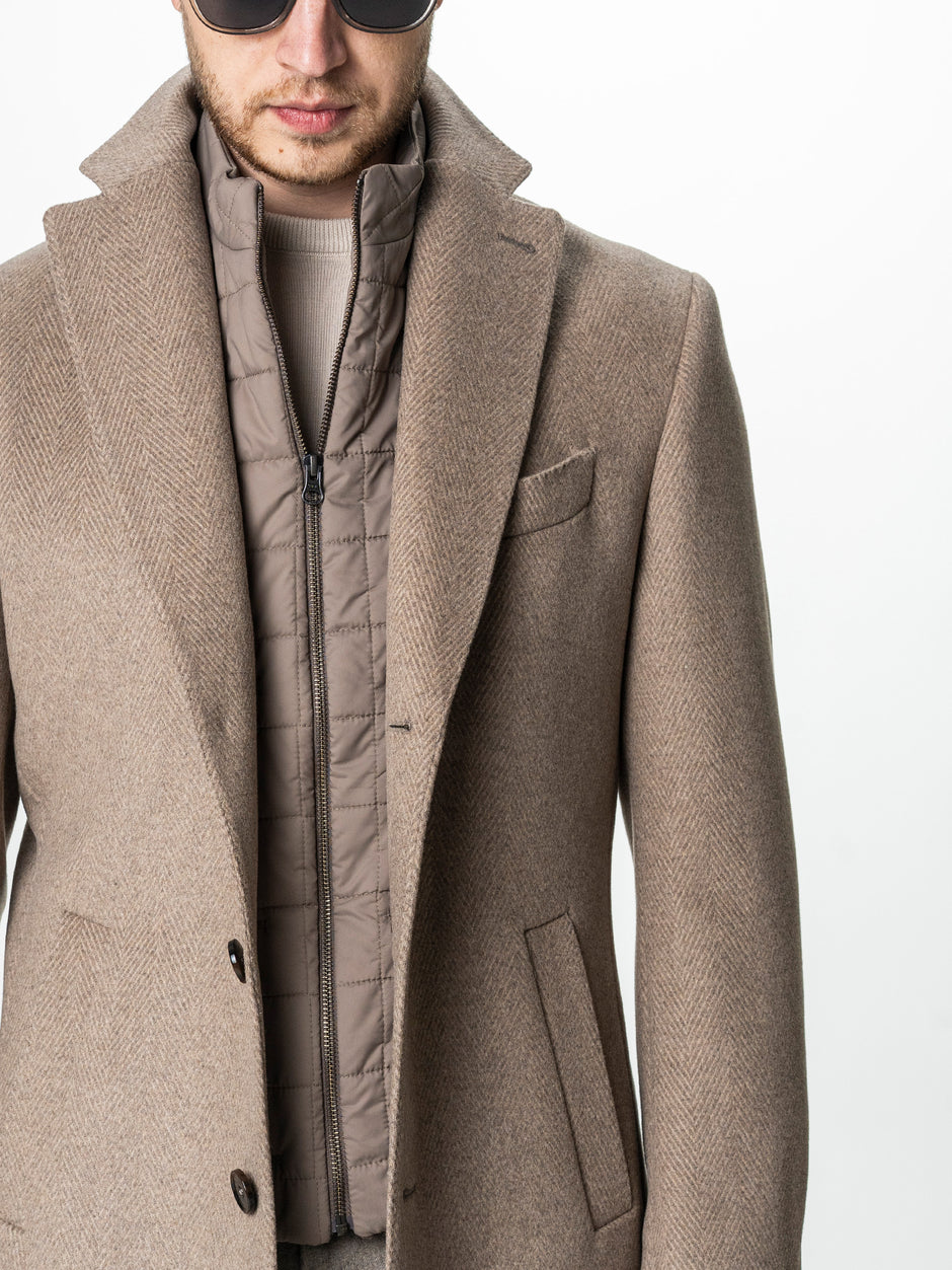 Palton Barbati Iarna Crem 100% Lana Cu Vesta Detasabila BMan0004 (3)