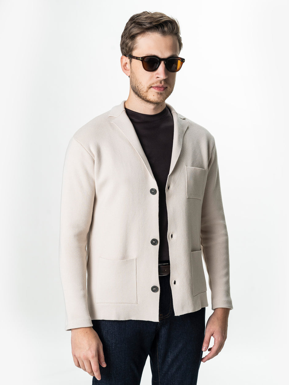 Pulover Cardigan Barbati Crem Cu Nasturi 100% Bumbac BMan0020 (4)