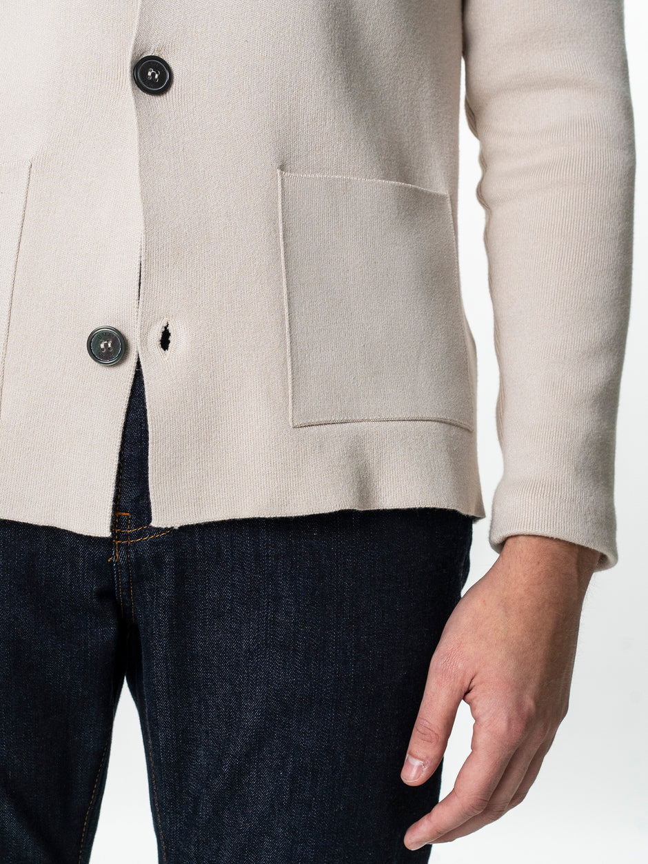 Pulover Cardigan Barbati Crem Cu Nasturi 100% Bumbac BMan0020 (7)