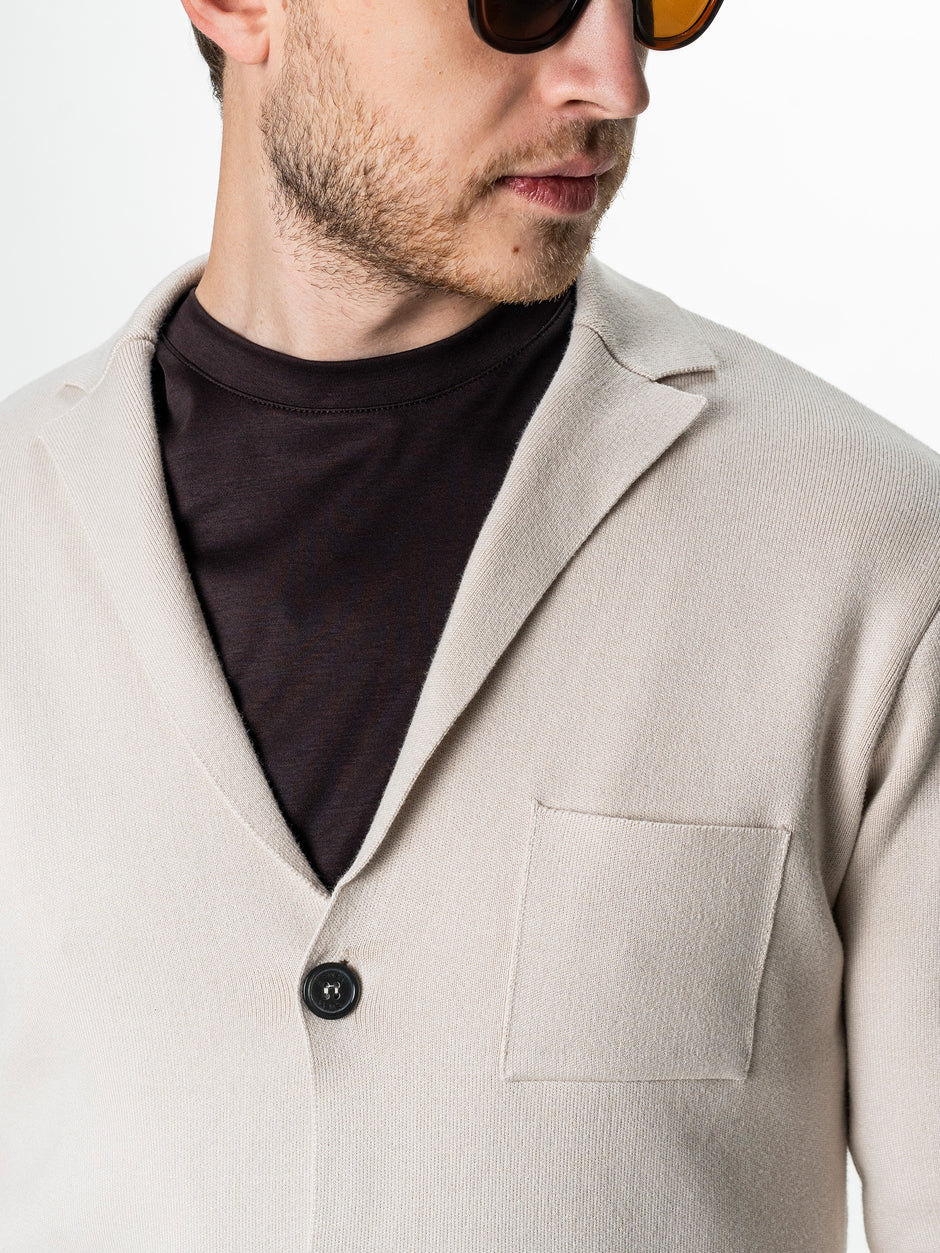 Pulover Cardigan Barbati Crem Cu Nasturi 100% Bumbac BMan0020 (5)