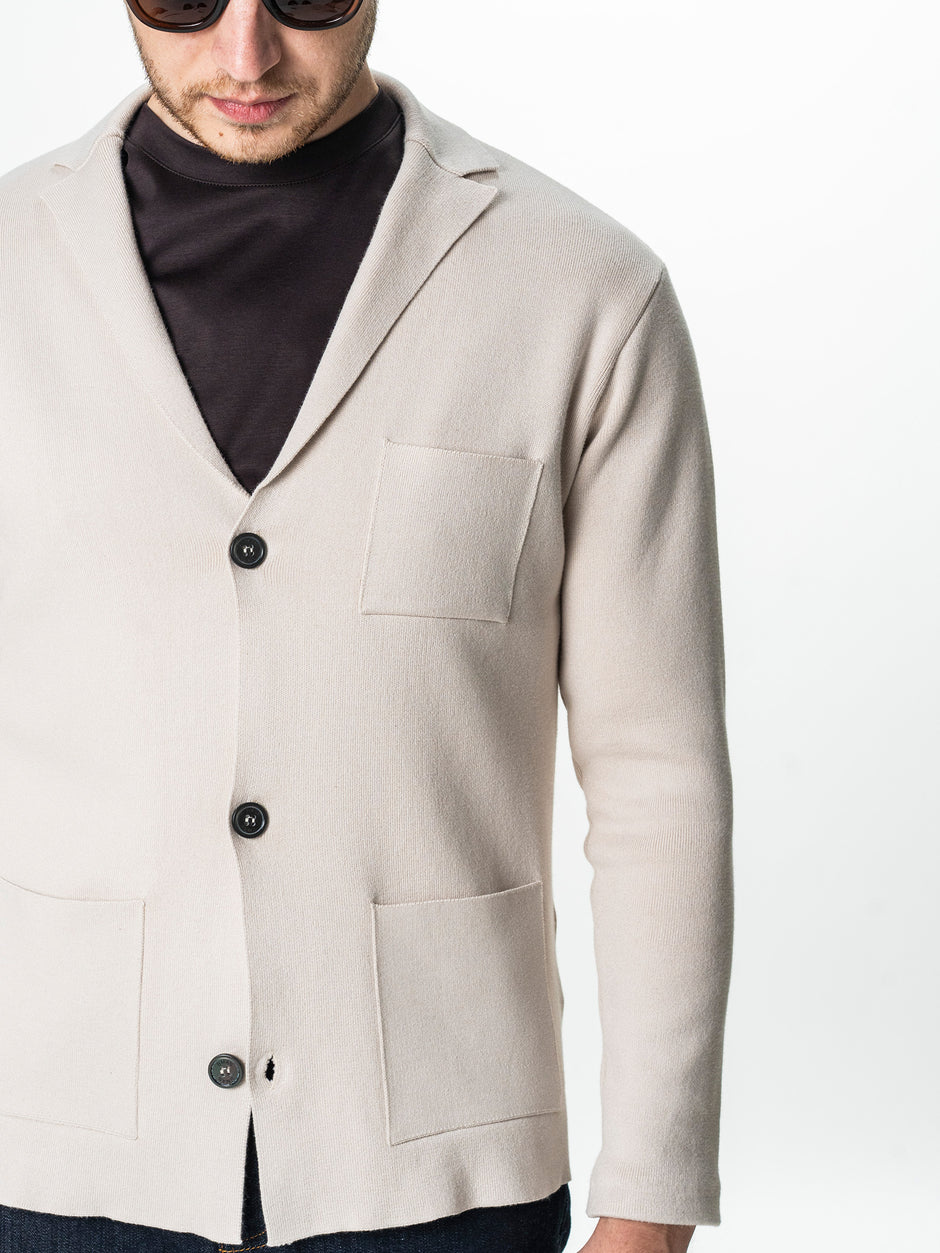 Pulover Cardigan Barbati Crem Cu Nasturi 100% Bumbac BMan0020 (6)