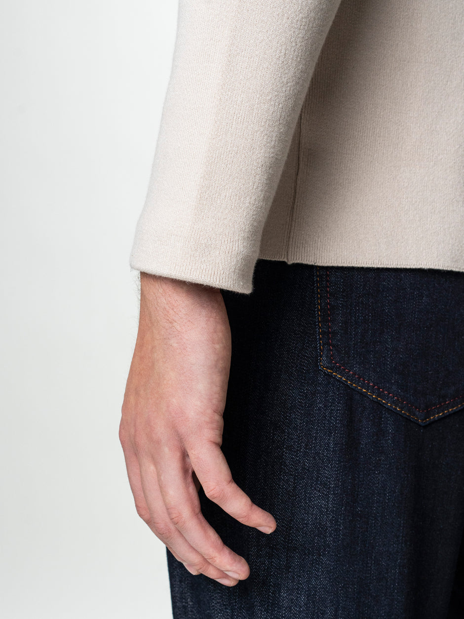 Pulover Cardigan Barbati Crem Cu Nasturi 100% Bumbac BMan0020 (9)