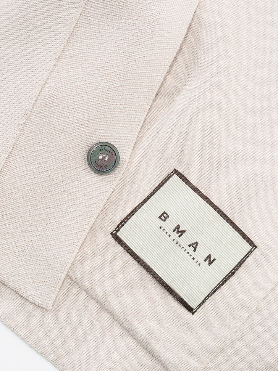 Pulover Cardigan Barbati Crem Cu Nasturi 100% Bumbac BMan0020 (3)