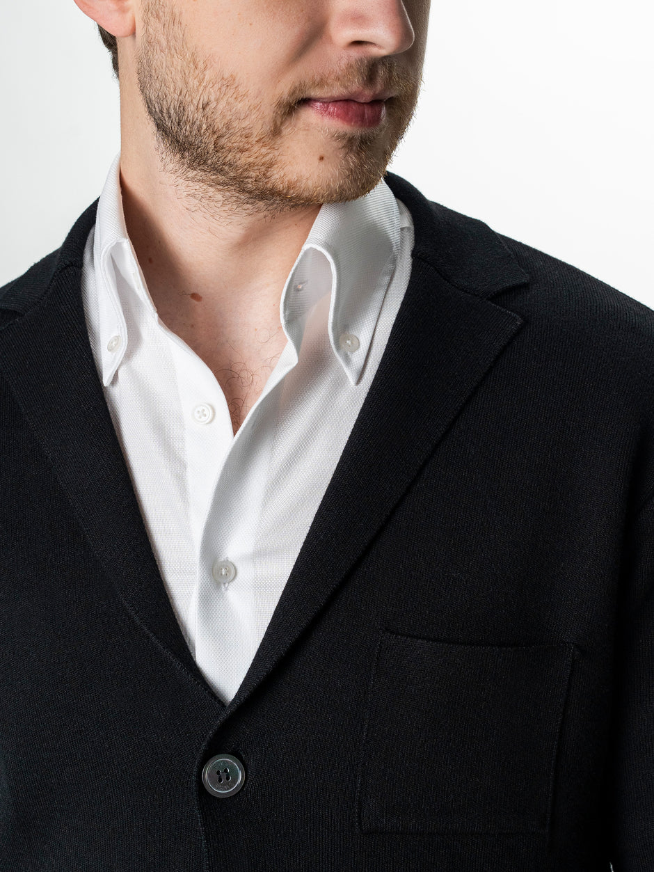 Pulover Cardigan Barbati Negru Cu Nasturi 100% Bumbac BMan0020 (6)