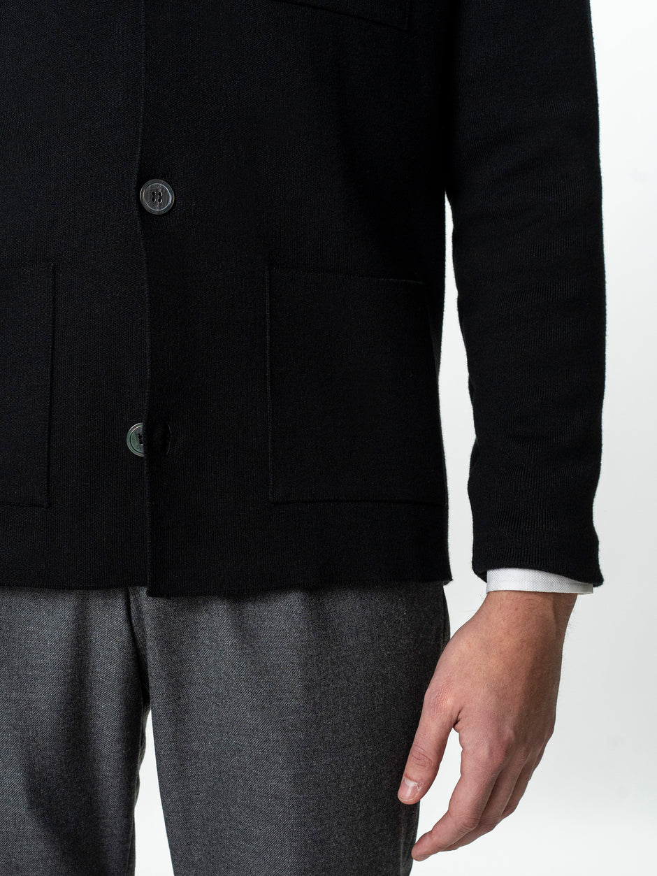 Pulover Cardigan Barbati Negru Cu Nasturi 100% Bumbac BMan0020 (7)