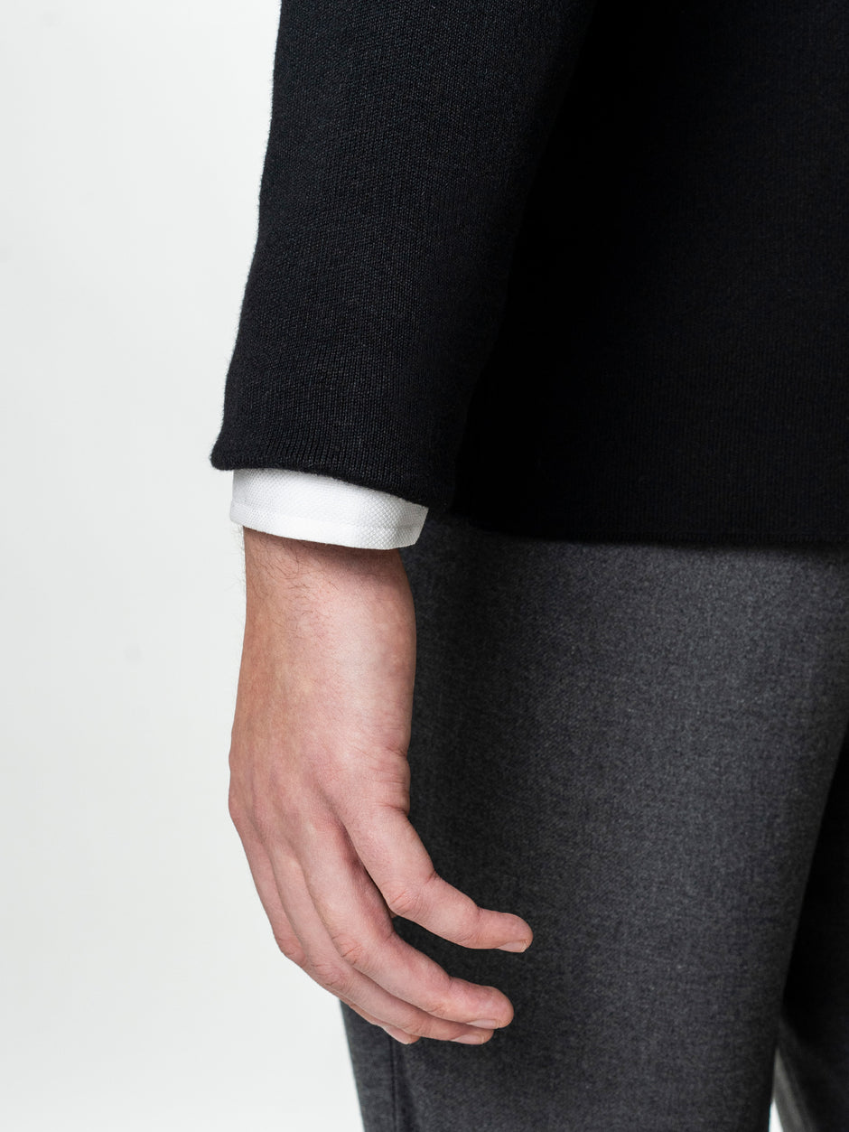 Pulover Cardigan Barbati Negru Cu Nasturi 100% Bumbac BMan0020 (9)