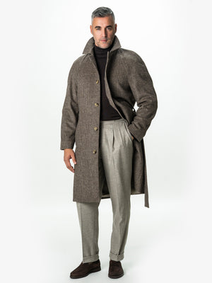 Palton Barbati Iarna Maro 100% Lana Houndstooth BMan0005