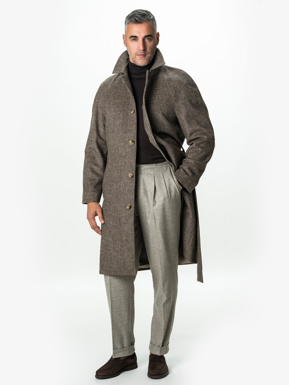 Palton Barbati Iarna Maro 100% Lana Houndstooth BMan0005 (2)