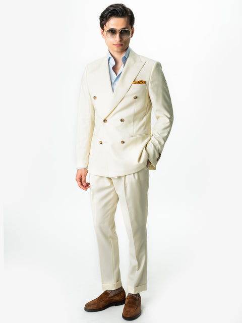 Costum Doua Randuri Crem Unt Barbati Lana Vitale Barberis BMan0052