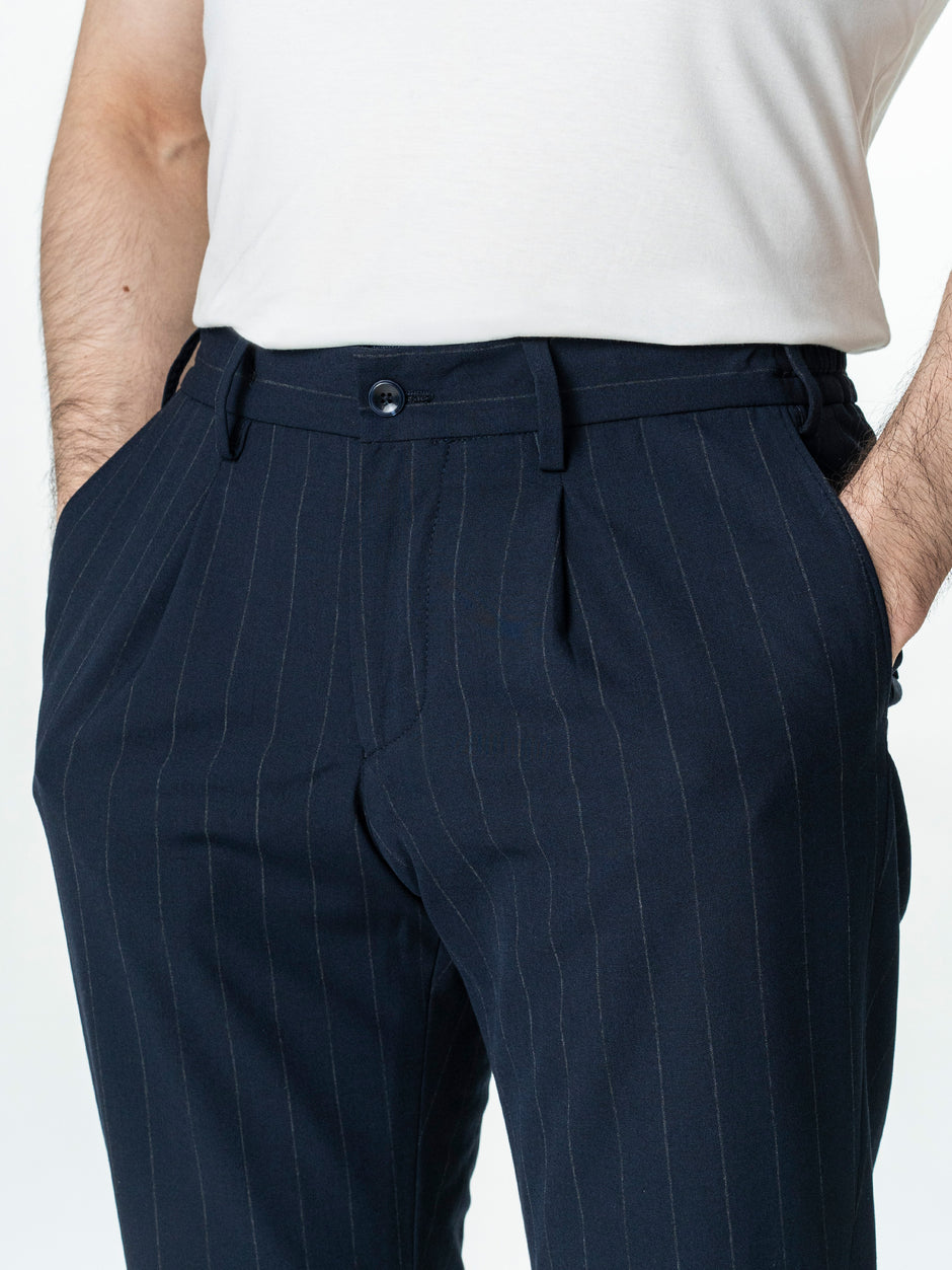 Pantaloni Barbati Casual Albastri Din Lana BMan0104 (8)