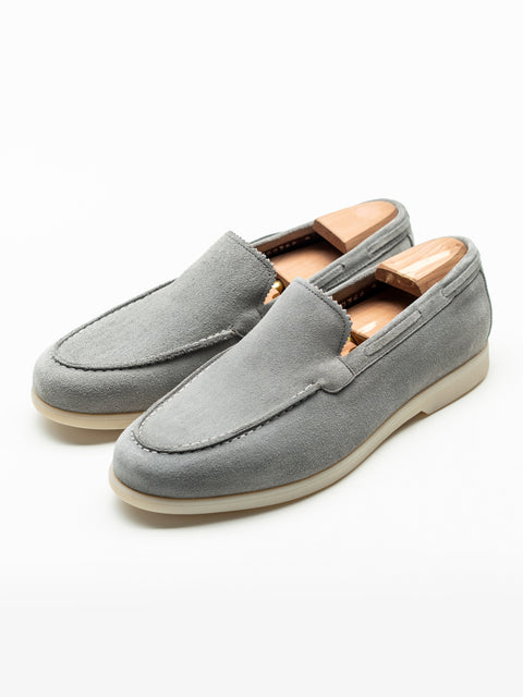 Mocasini Barbati City Loafers Gri Deschis Piele Intoarsa Naturala BMan197