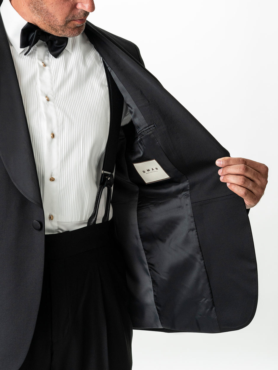 Costum Mire Negru Tip Smoking Ceremonie 100% Lana Vitale Barberis  BMan0066 (6)