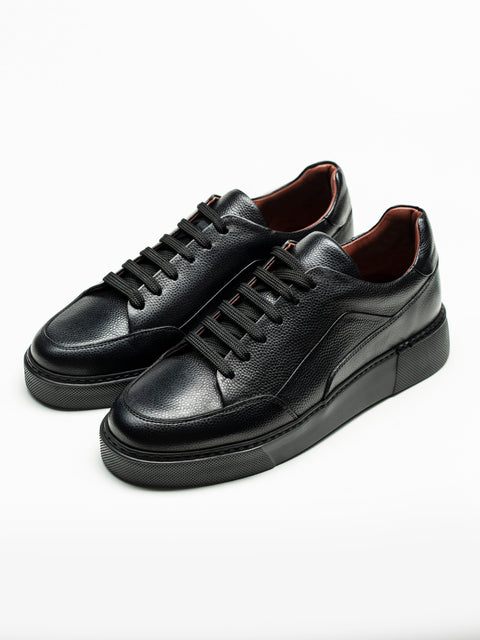 Pantofi Casual Barbati Negri Tip Sneakers Din Piele Naturala BMan0398