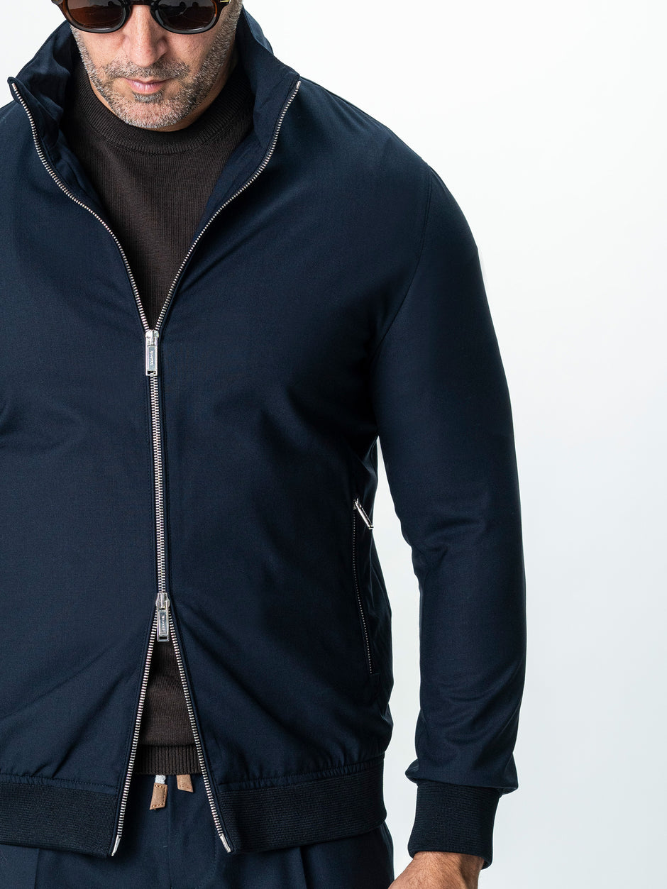 Tracksuit Premium Barbati Bleumarin din Lana cu Gluga Ascunsa BMan0004 (7)