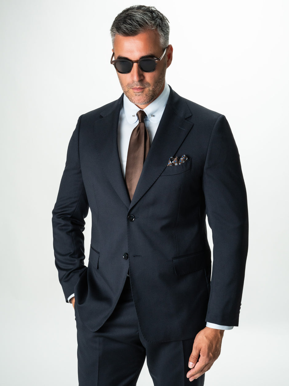 Costum Bleumarin Inchis Barbati Din Lana Lanificio Cerruti Super110 BMan0002 (4)