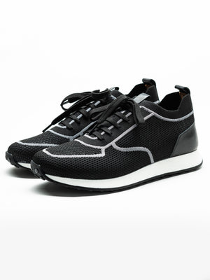 Pantofi Casual Barbati Negri Textil Cu Piele Naturala Talpa Ortopedica BMan0415