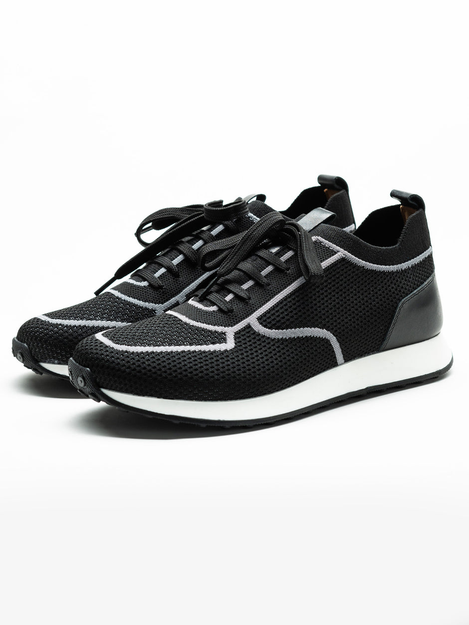 Pantofi Casual Barbati Negri Textil Cu Piele Naturala Talpa Ortopedica BMan0415 (1)
