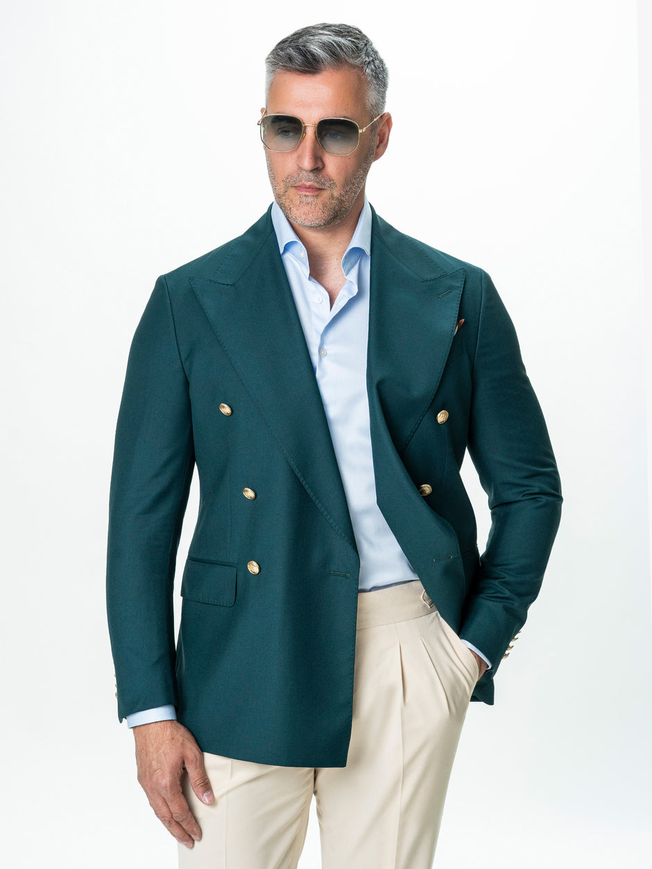 Sacou Barbati Verde Petrol Ocazie Double Breasted Amestec Lana BMan0007 (8)