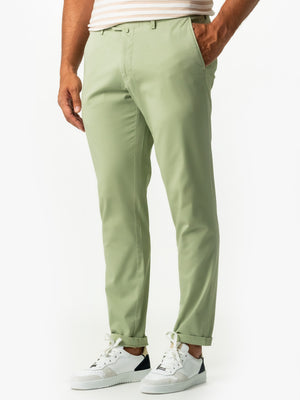 Pantaloni Barbati Model Chinos Verde Lime Bumbac Natural De Vara BMan521