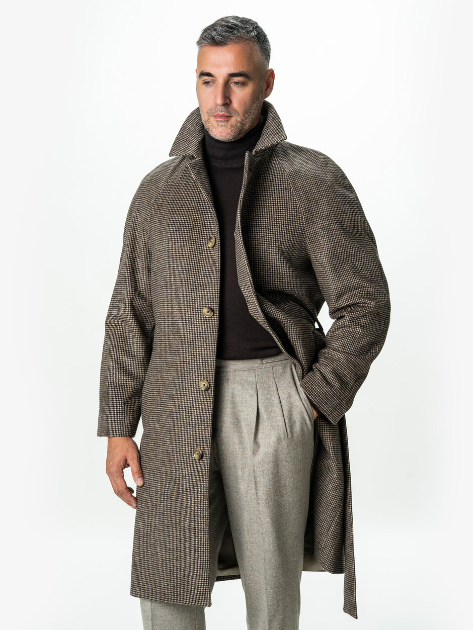 Palton Barbati Iarna Maro 100% Lana Houndstooth BMan0005 (5)