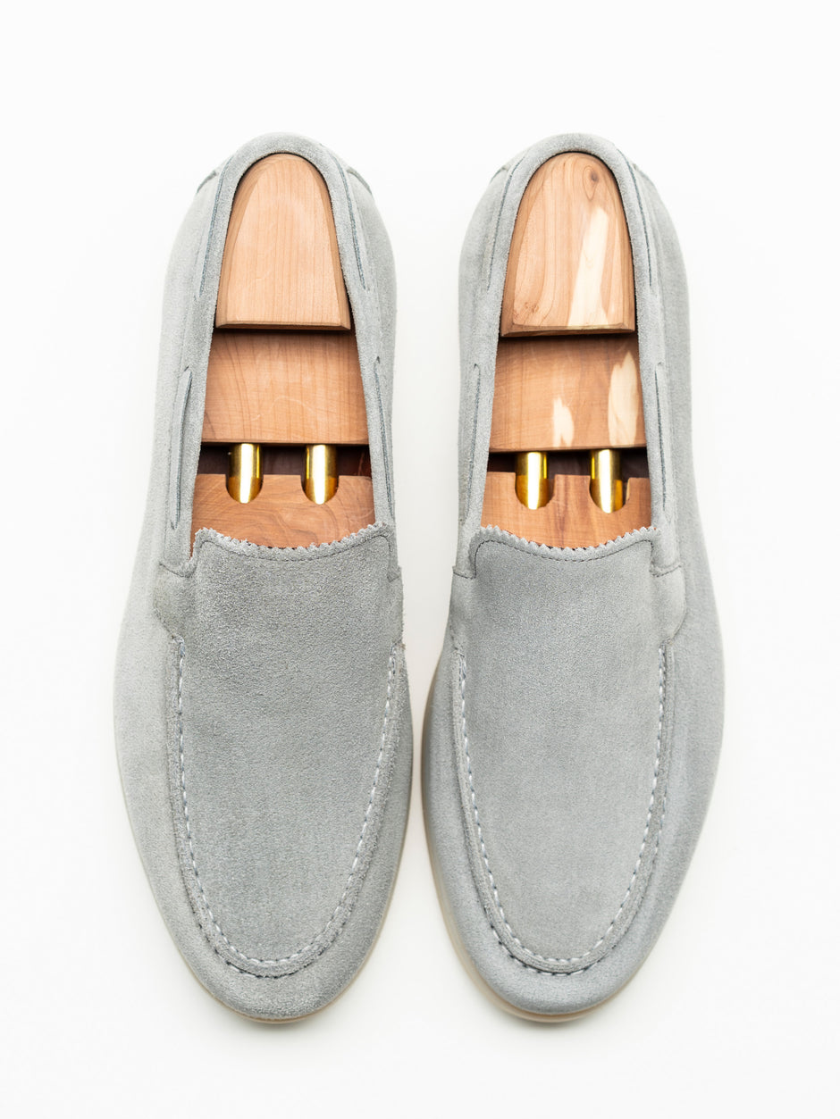 Mocasini Barbati City Loufer's Gri Deschis Piele Intoarsa Naturala BMan197 (2)