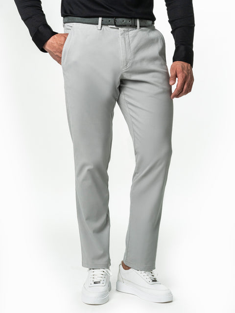 Pantaloni Casual Barbati Chinos Gri Bumbac Office Relax Fit BMan0020