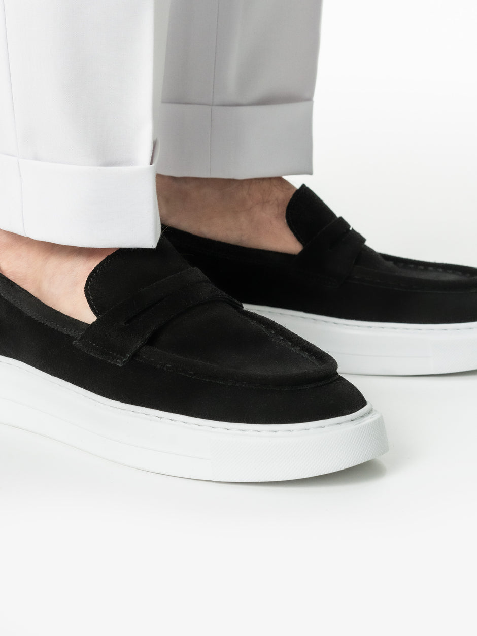 Mocasini Smart Casual Negri Barbati Piele Intoarsa Naturala BMan217 (9)
