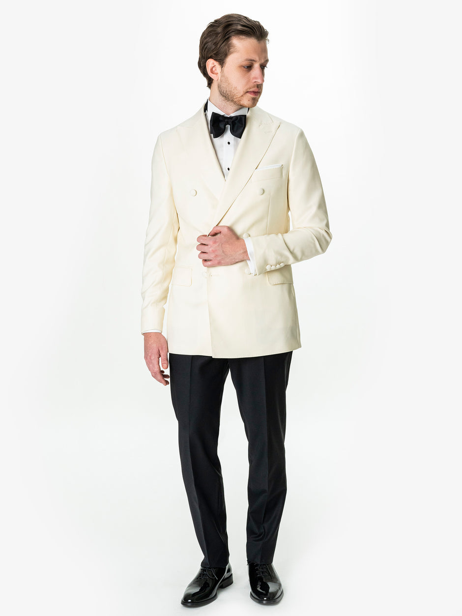 Costum Mire Smoking Alb Perla Lana Vitale Barberis SuperBio 21 Microni BMan342 (1)