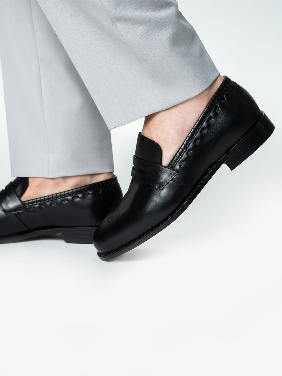 Mocasini Negri Barbati Din Piele Naturala Design Penny Loafers Bman186 (8)