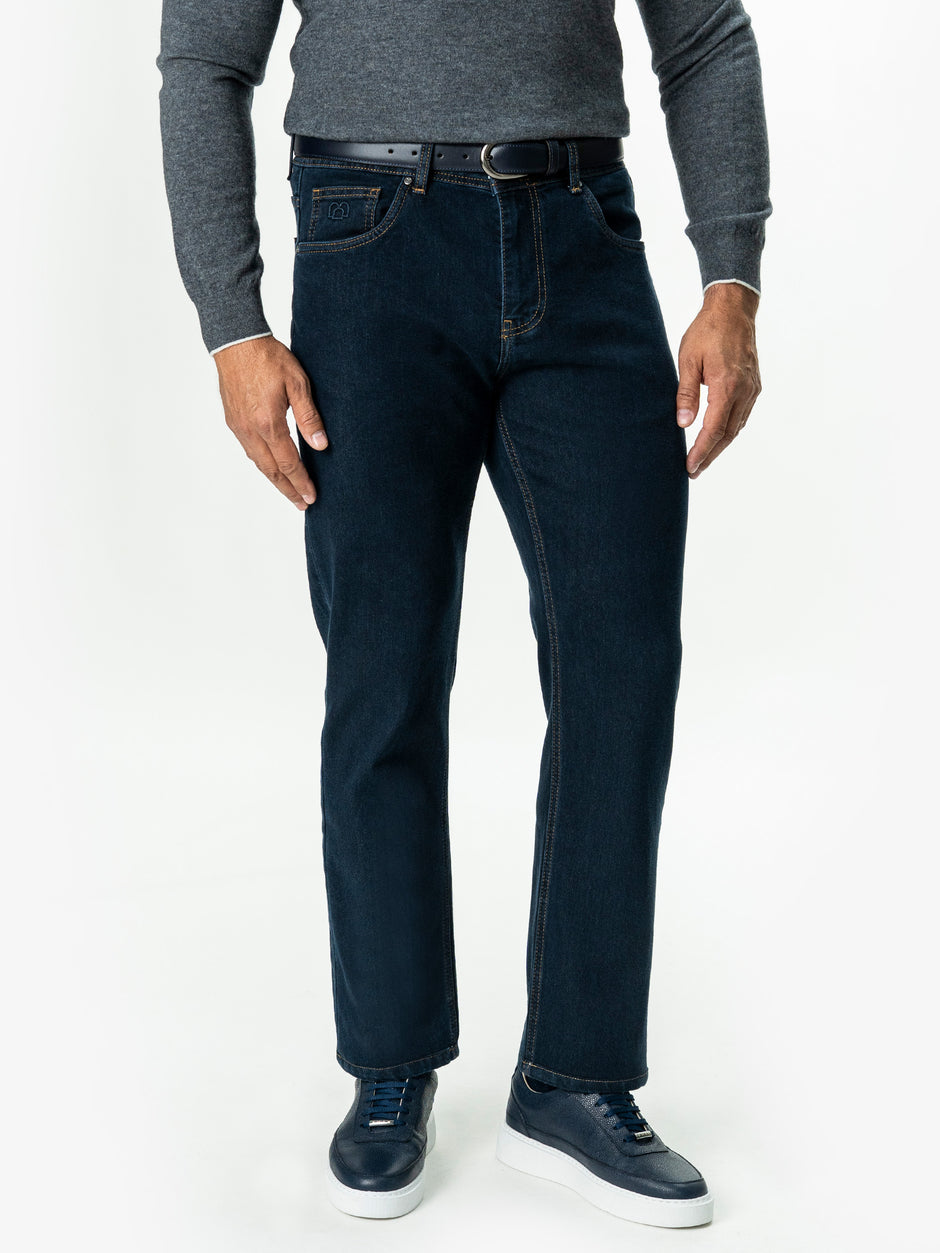Blugi Barbati Albastru Inchis Denim T400 Relaxed Fit BMan0010 (5)