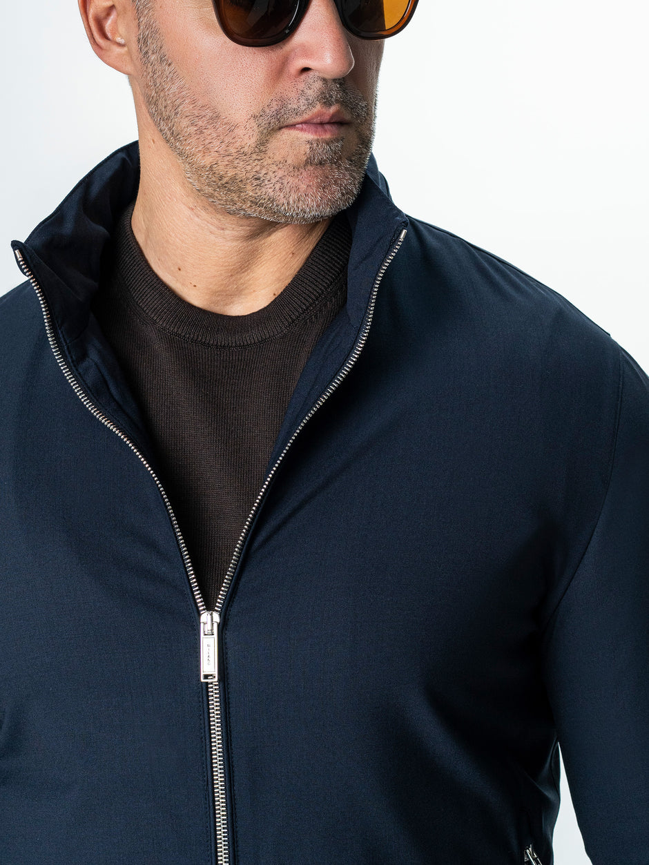 Tracksuit Premium Barbati Bleumarin din Lana cu Gluga Ascunsa BMan0004 (8)