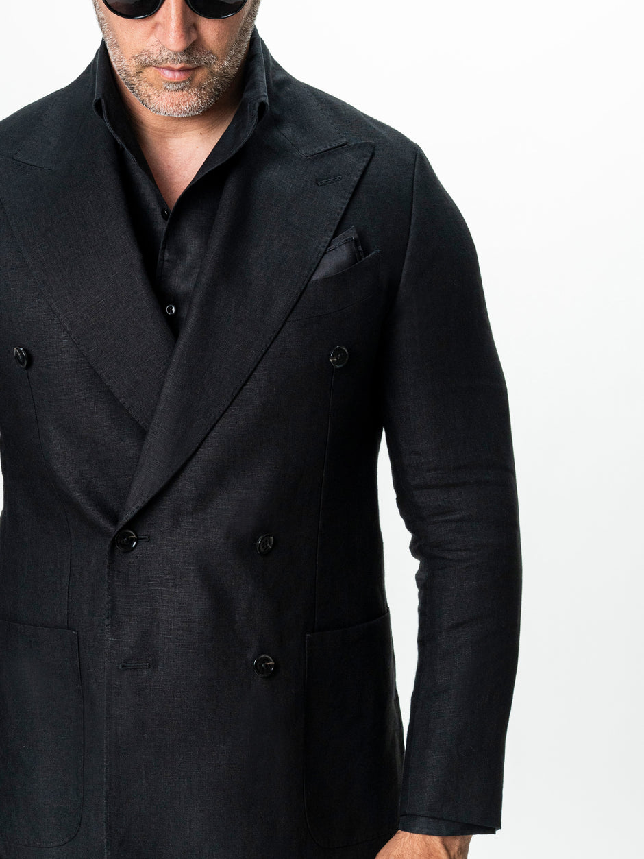 Sacou Vara Barbati Negru Din In Natural Vitale Barberis BMan0027 (4)