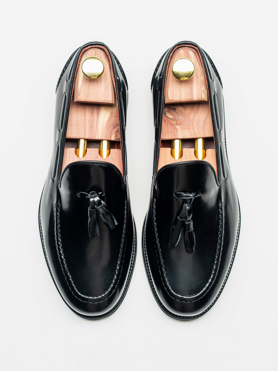 Mocasini Barbati Tassel Loafers Negru Semilucios Piele de Vitel  BMan215 (5)