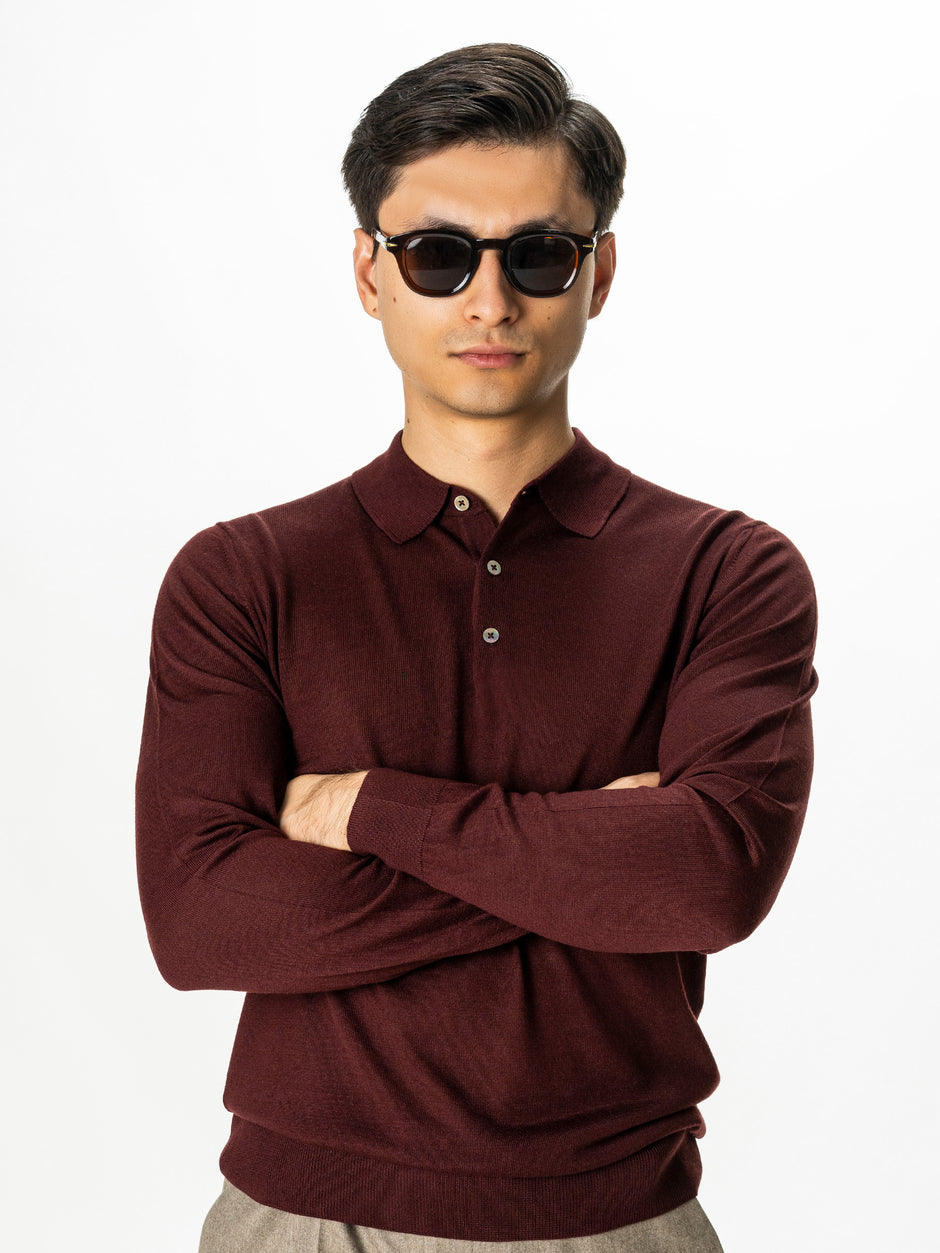 Pulover Polo Barbati Bordo din 100% Lana Cashwool BMan0053 (5)