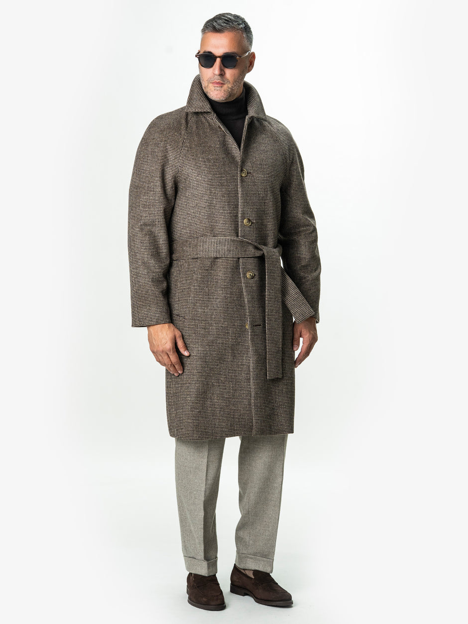 Palton Barbati Iarna Maro 100% Lana Houndstooth BMan0005 (4)