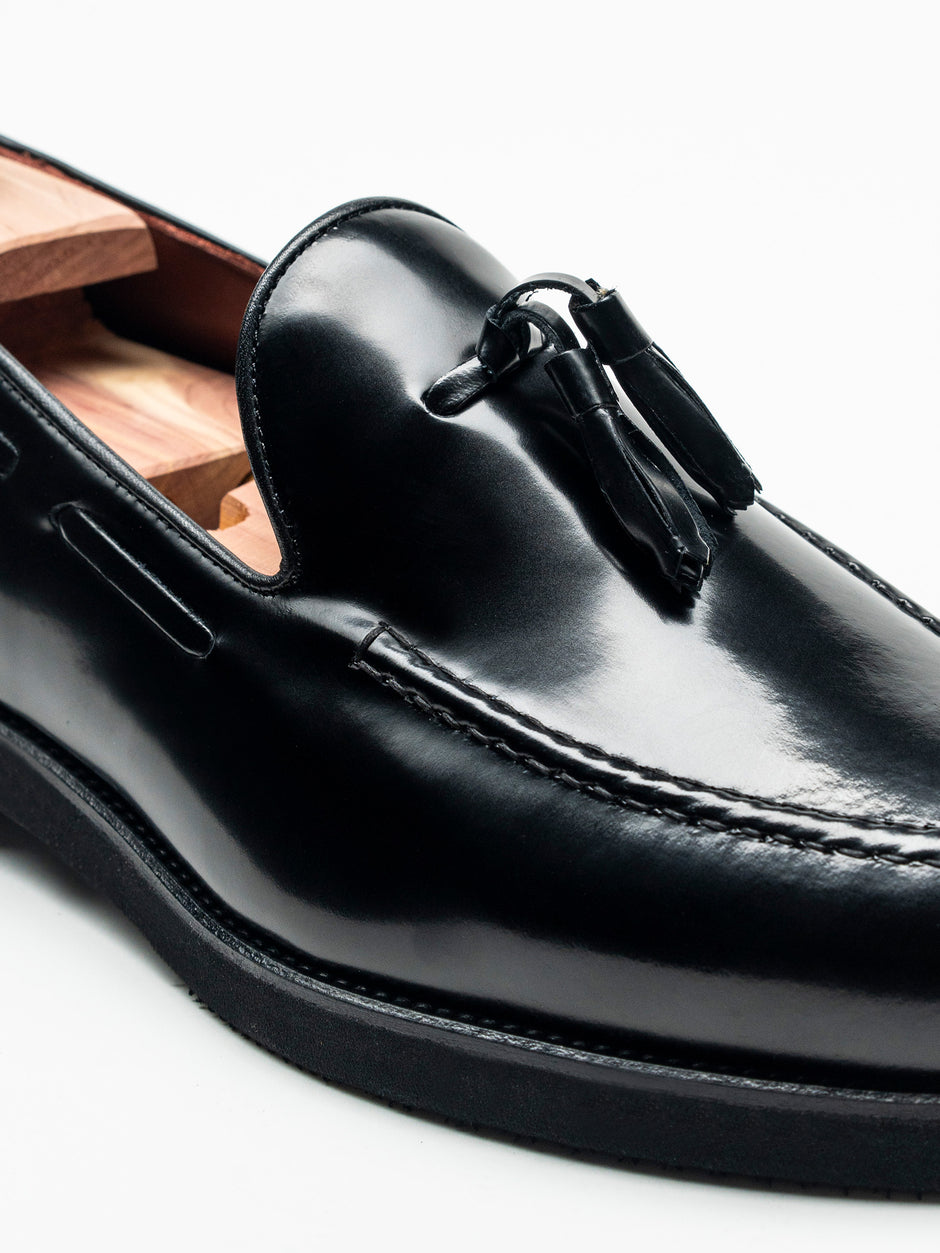Mocasini Barbati Tassel Loafers Negru Semilucios Piele de Vitel  BMan215 (4)