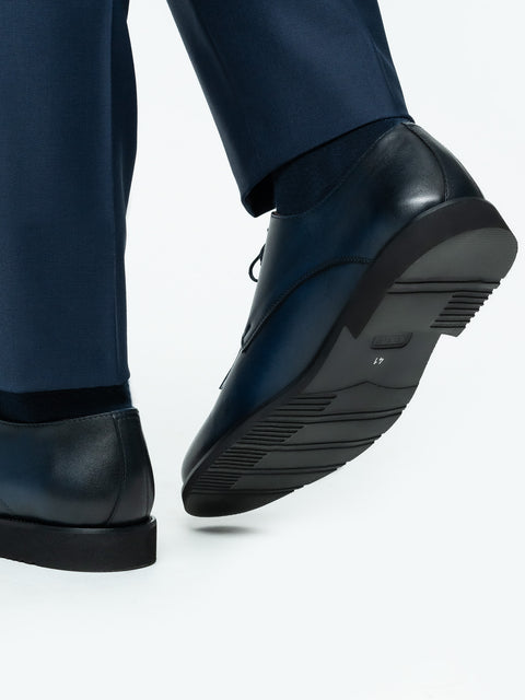 Pantofi Barbati Eleganti Derby Albastru Bleumarin Mat 100% Piele Naturala BMan0333 (6)