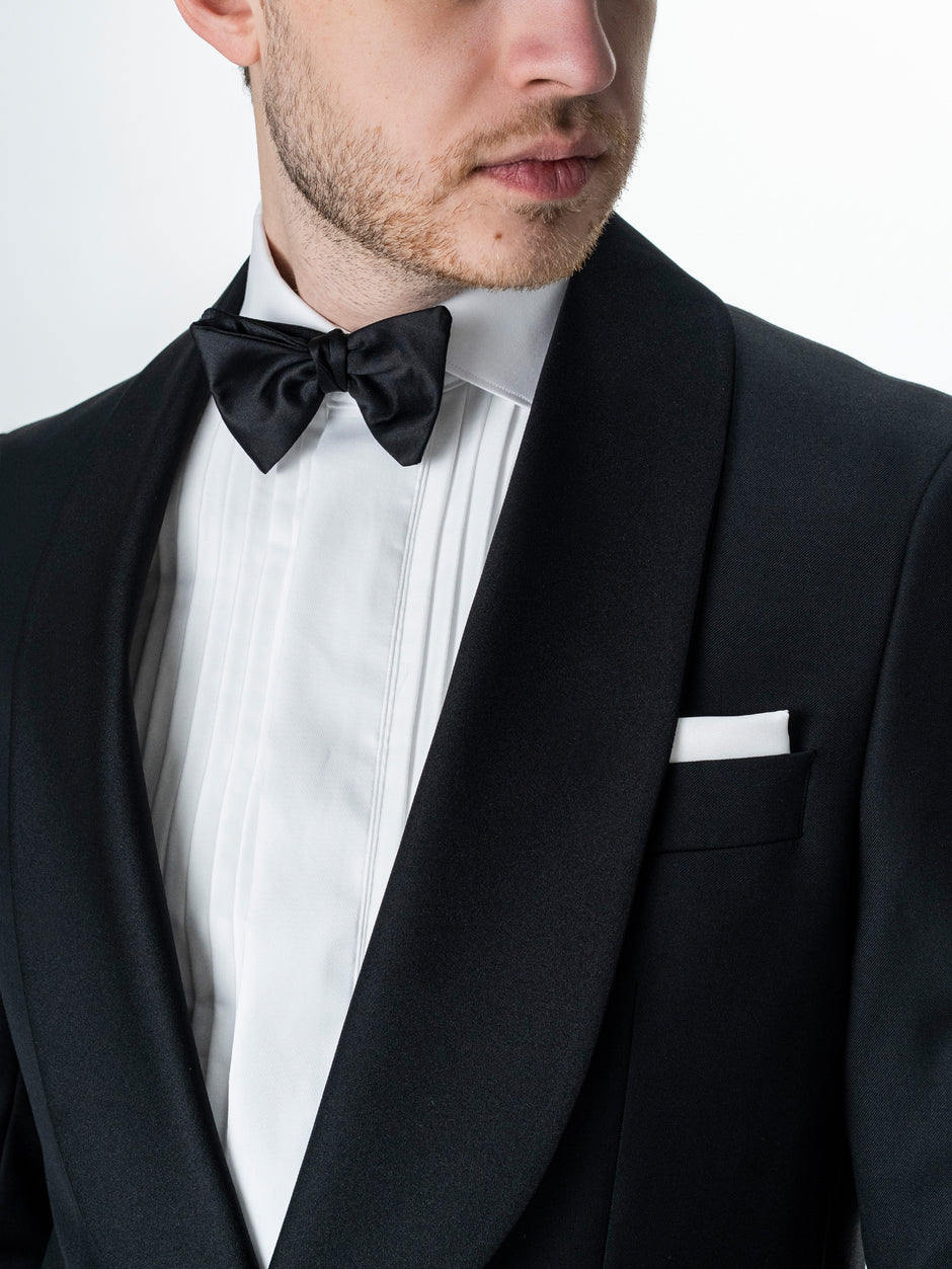 Costum Barbati Smoking Negru Lana Vitale Super110 BMan343 (3)